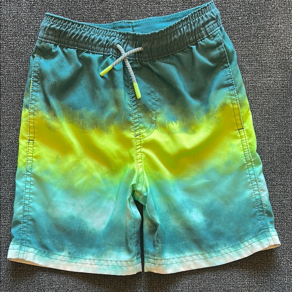 Teal and Yellow Ombre Swim Shorts